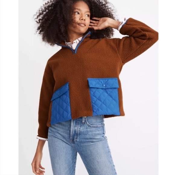 Madewell Jackets & Blazers - Madewell (Re)Sourced Fleece Quilted-Pocket Popover Jacket sz S